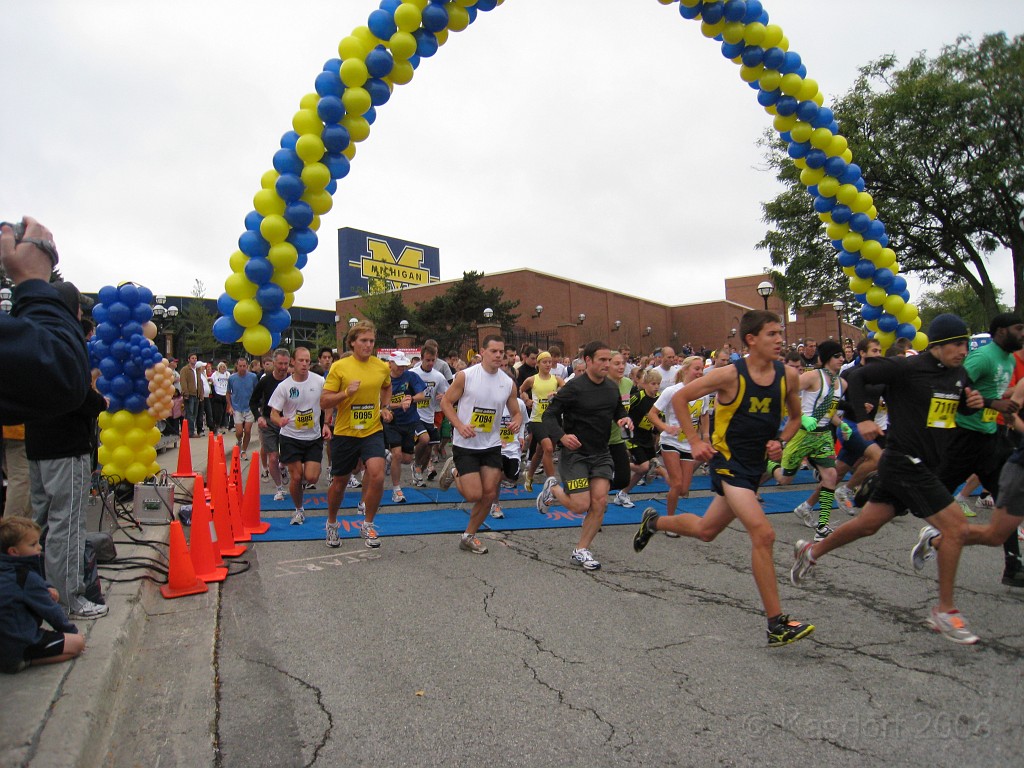 BHGH 2009 0095.jpg - The Big House Big Heat 5 and 10 K race. October 4, 2009 run in Ann Arbor Michigan finishes on the 50 yard line of the University of Michigan stadium.